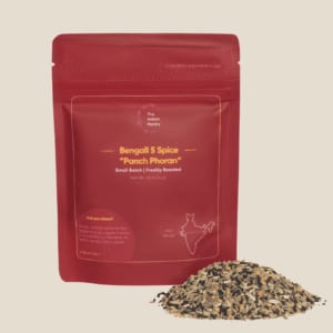 Authentic Bengali Panch Phoran spices for Indian cuisine, freshly roasted, perfect for authentic Bengali dishes, and available in small batches at The Indian Pantry.
