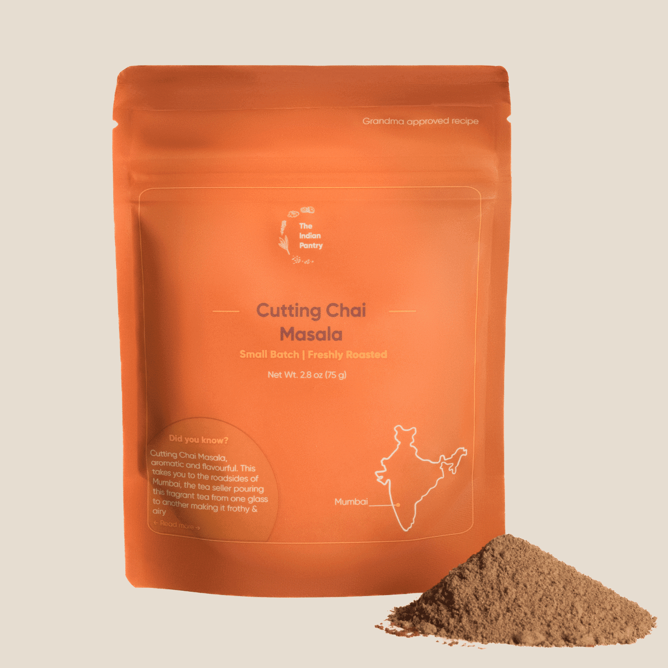Authentic Cutting Chai Masala for flavorful Indian tea, freshly roasted and perfect for chai lovers. Available at The Indian Pantry for rich, aromatic spice blends.