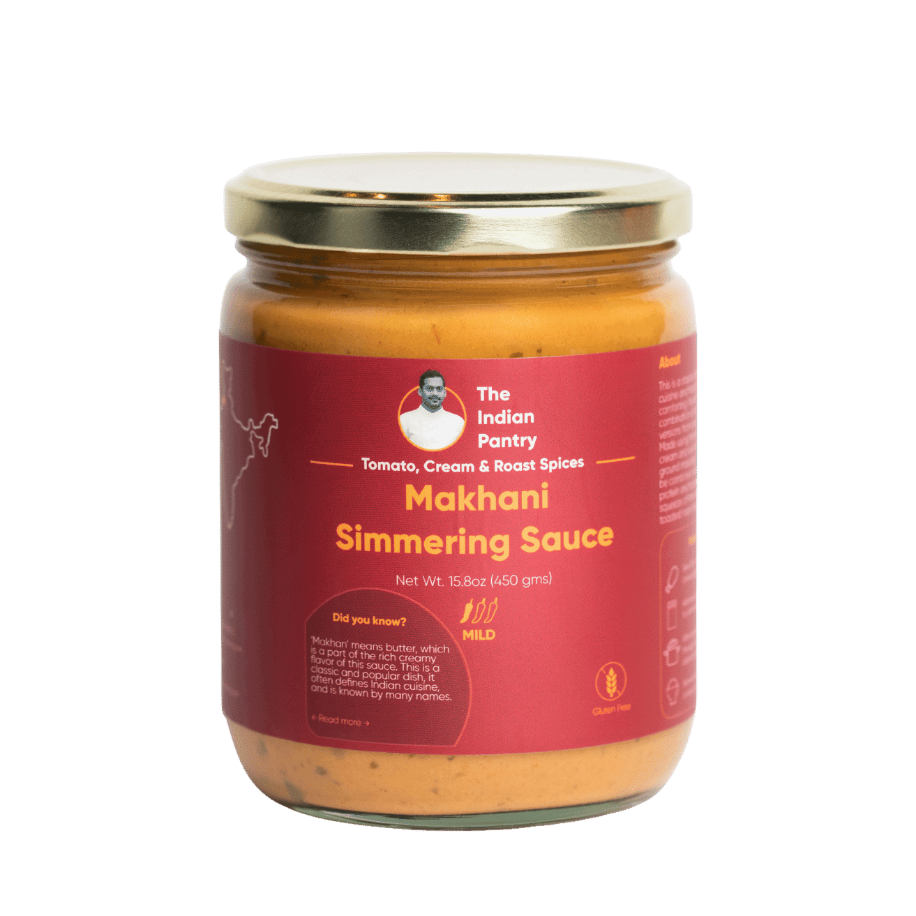 Rich, creamy Indian Makhani simmering sauce for flavorful dishes, gluten-free, mild, perfect for curries and roasting spices, made with authentic ingredients from The Indian Pantry.