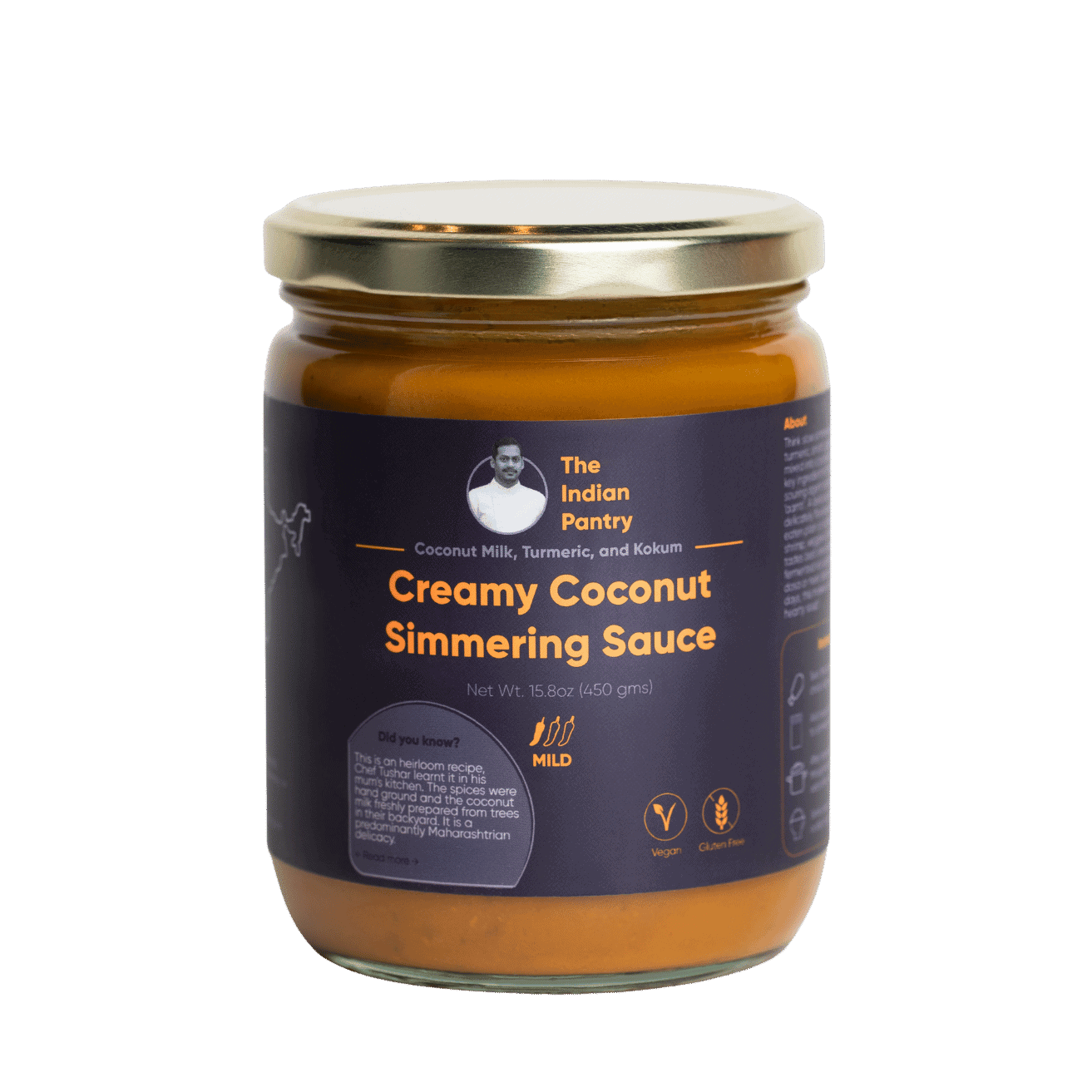 Vegan gluten-free Indian coconut simmering sauce with turmeric, kokum, and coconut milk, perfect for flavorful Indian recipes and curries.