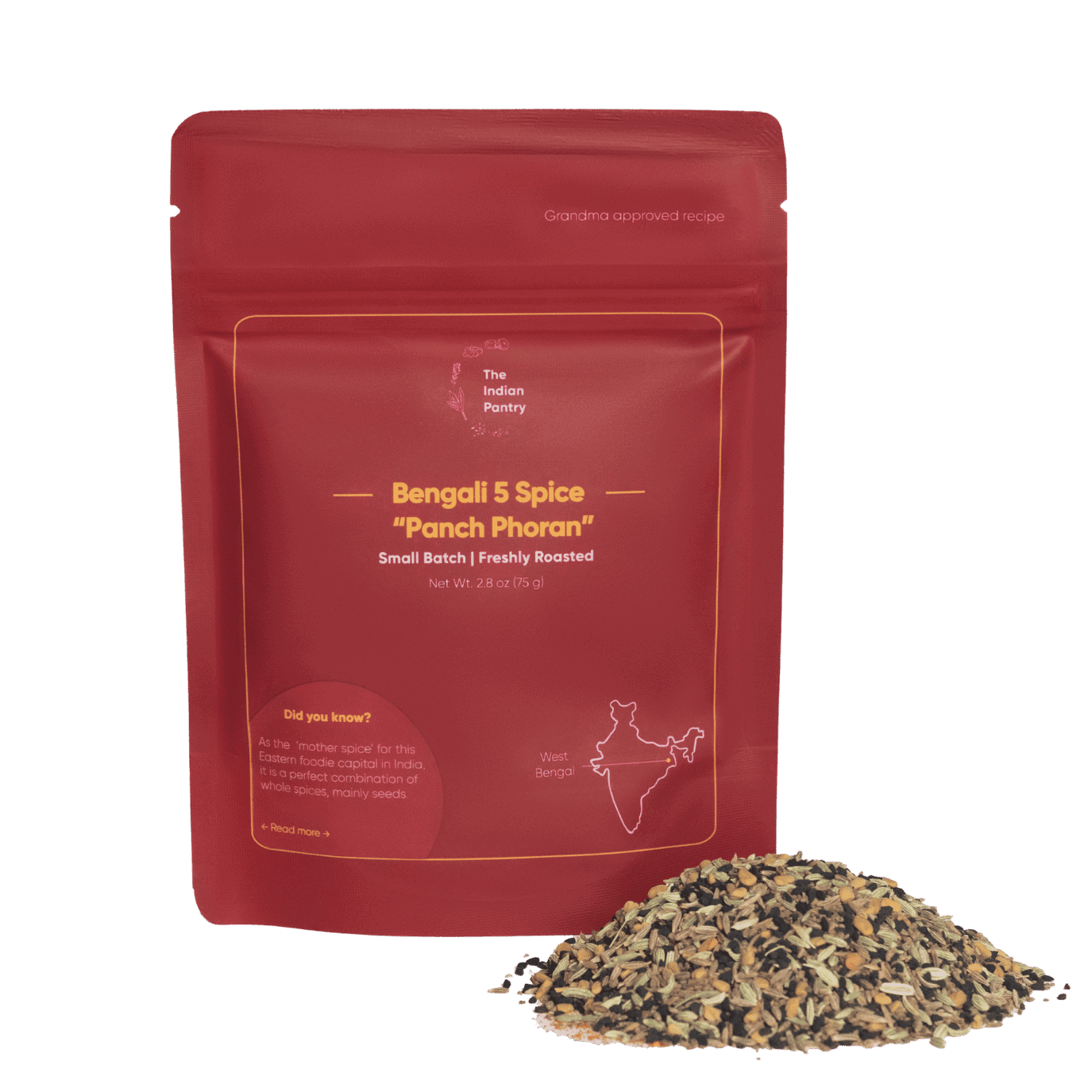 Authentic Bengali 5 spice blend, Panch Phoran, freshly roasted, perfect for Indian recipes, small batch, premium quality, available at The Indian Pantry.