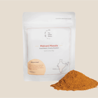 High-quality Malvani Masala spice blend in a white resealable pouch with Indian map illustration, perfect for authentic Indian cuisine lovers.